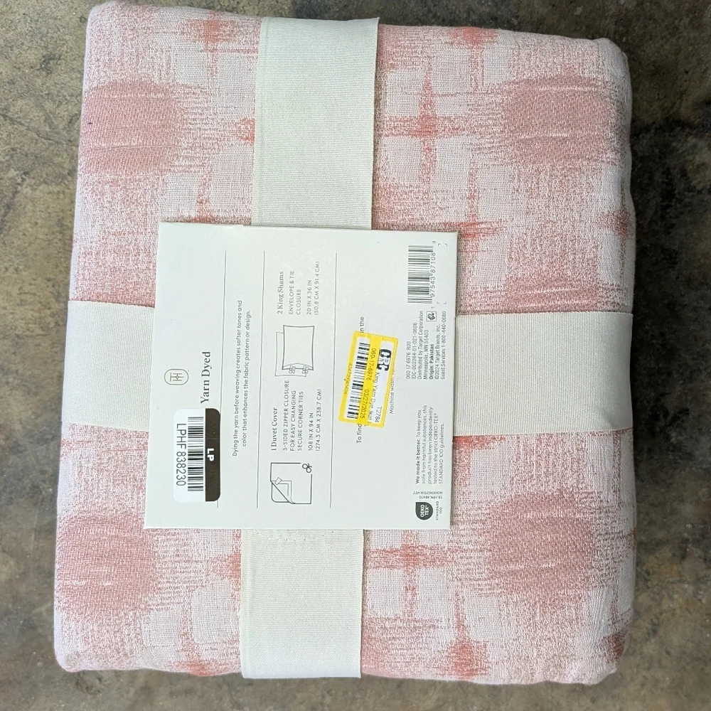 3pc King Yarn Dye Ikat Comforter and Sham Set Ivory/Mauve